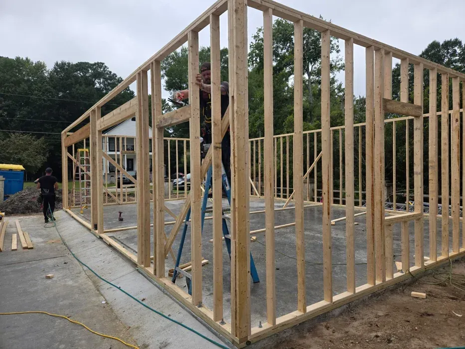 Garage framing in progress Wilmington NC